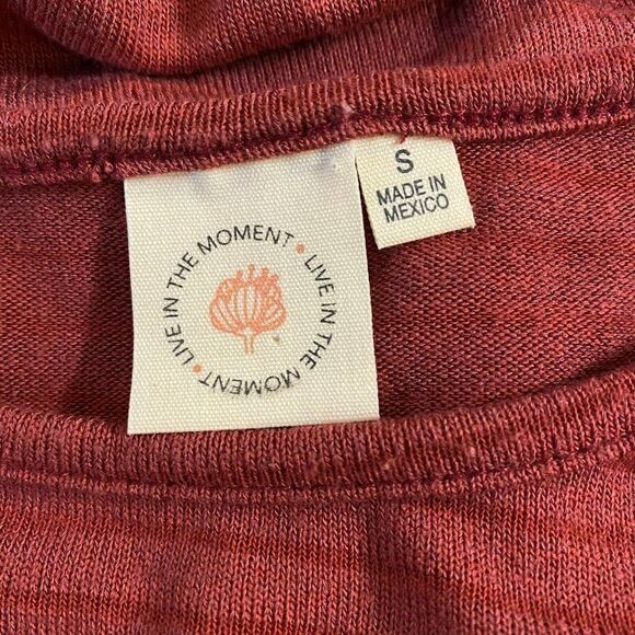 Live In The Moment Womens Burgundy Striped Ruffle Long Sleeve Blouse Top Small - Picture 7 of 8